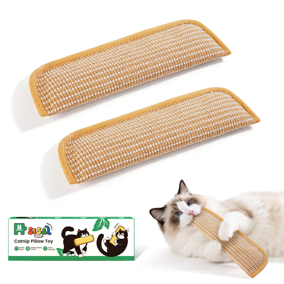 Casa Navela organic catnip sisal kicker toy — pack of 2
